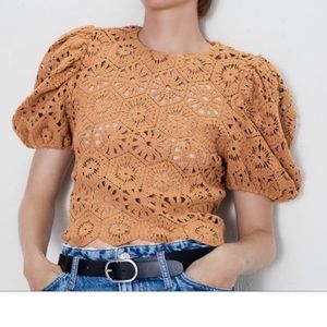 Zara Crochet Knit Top size M